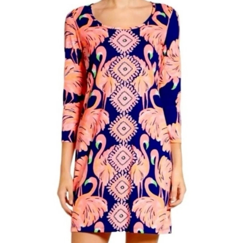 Lilly Pulitzer Beacon Dress Flamingo Print Size Small